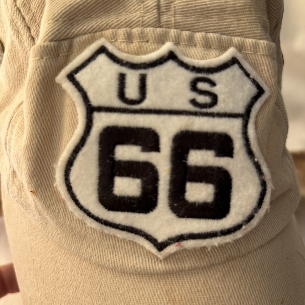 Ear Flap Sun Hat Neck Cover Baseball Cap Visor US 66 Beige spots on brim - Picture 2 of 11